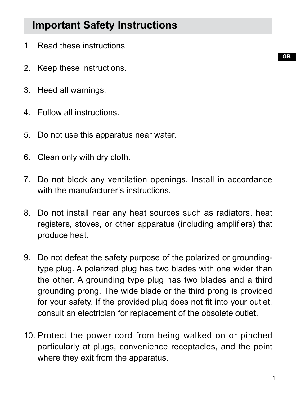 Important safety instructions | Sangean WR-12 (R2) User Manual | Page 2 / 12