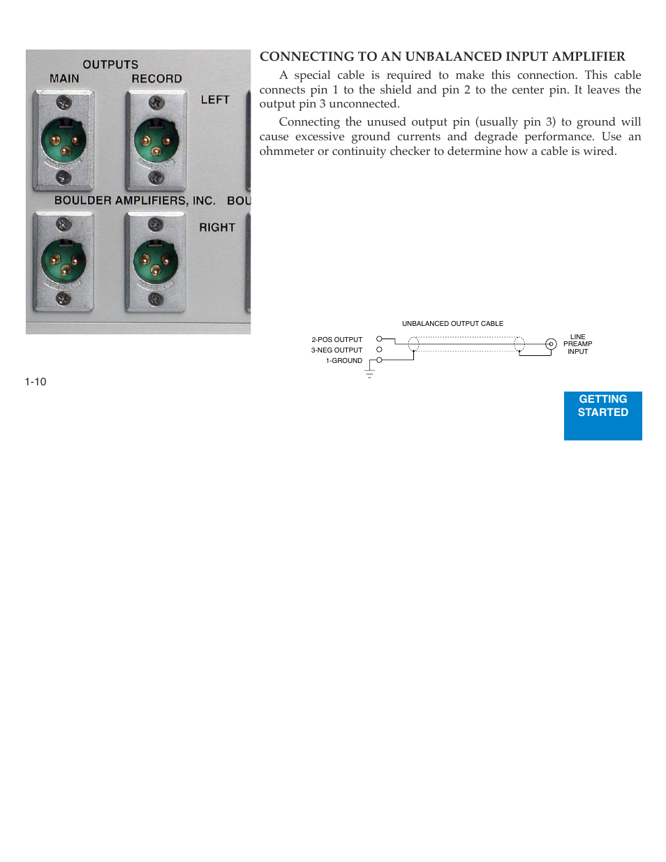 Connecting to an unbalanced input amplifier | Boulder Amplifiers 1012 DAC Preamplifier User Manual | Page 16 / 46