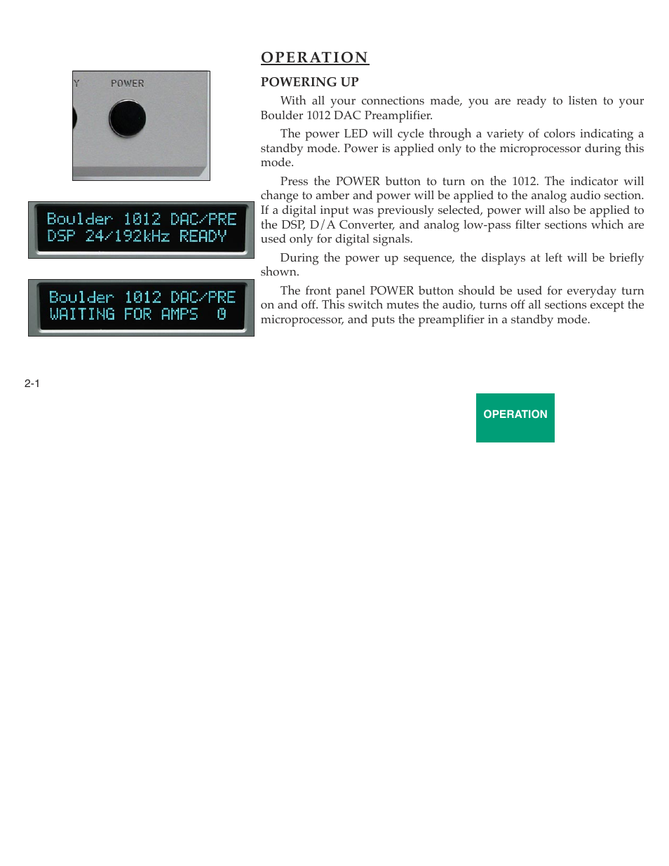 Operation | Boulder Amplifiers 1012 DAC Preamplifier User Manual | Page 18 / 46