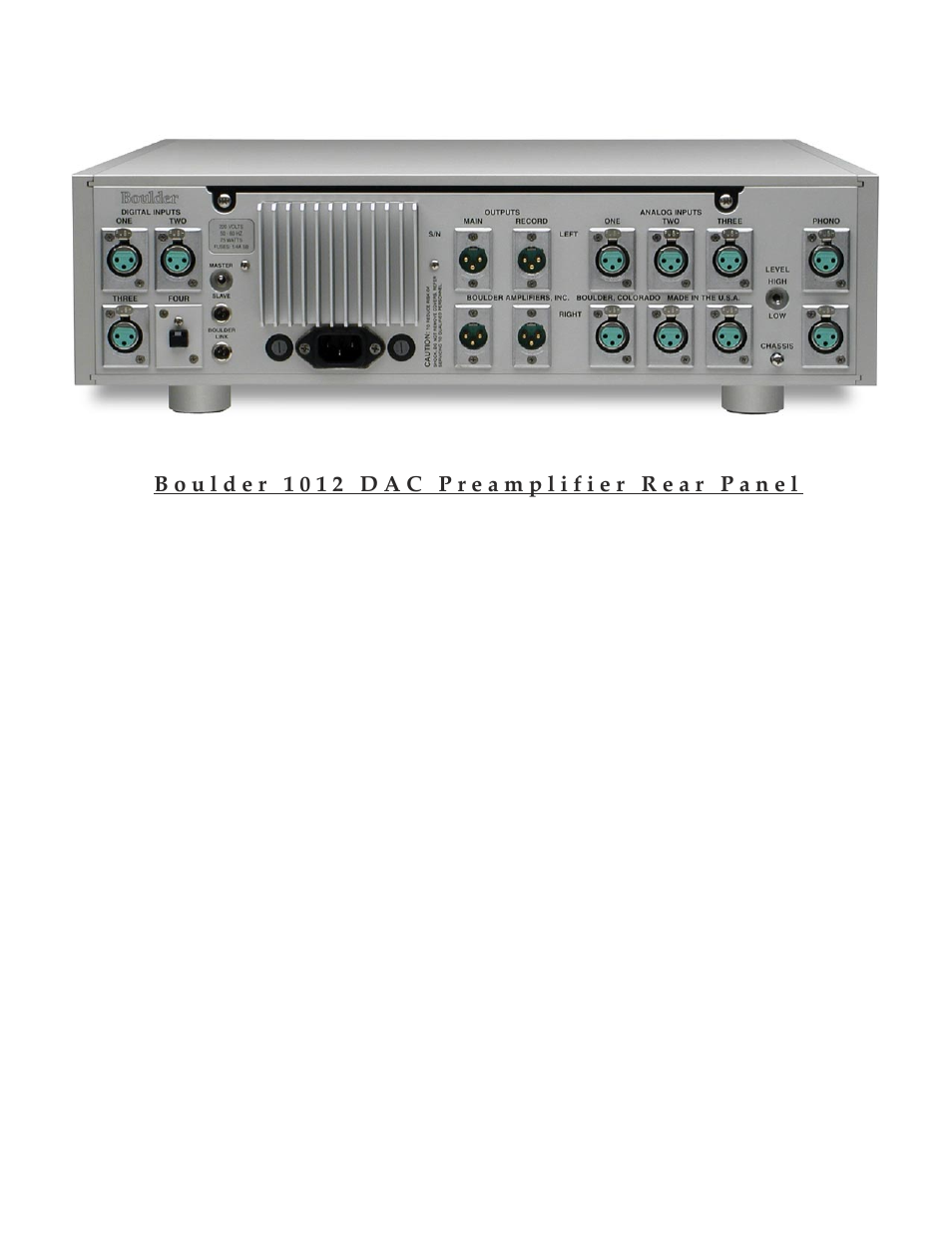Boulder Amplifiers 1012 DAC Preamplifier User Manual | Page 3 / 46
