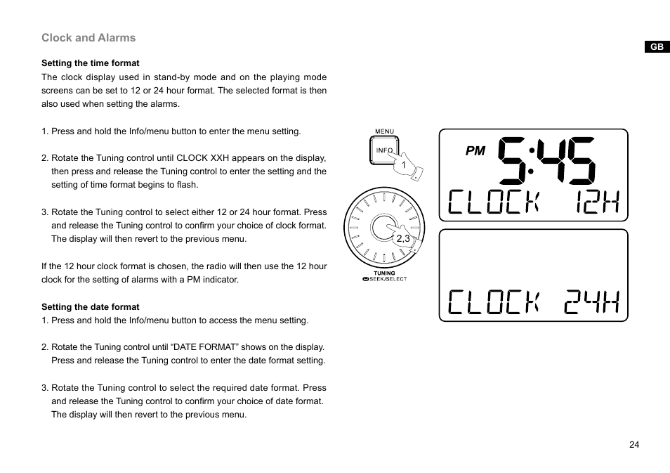 Clock and alarms | Sangean RCR-10 (R3) User Manual | Page 25 / 39