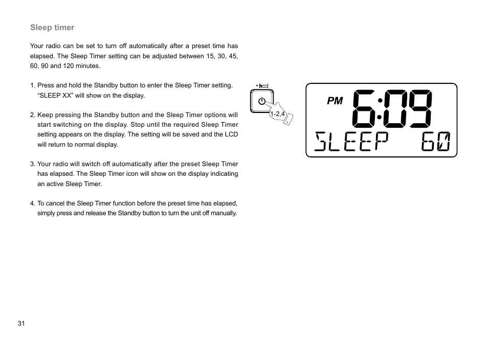 Sleep timer | Sangean RCR-10 (R3) User Manual | Page 32 / 39