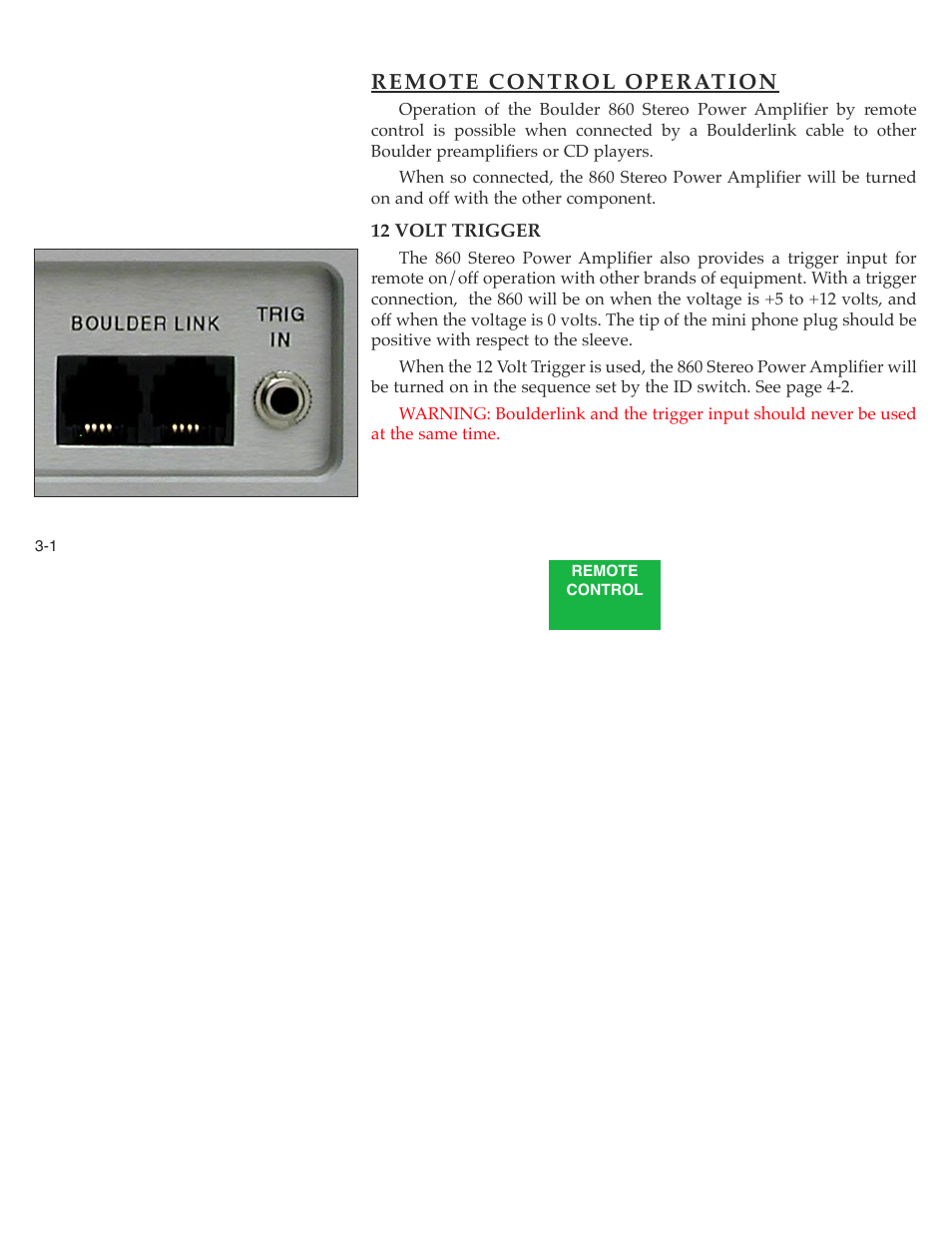 Remote control operation | Boulder Amplifiers 860 User Manual | Page 14 / 21
