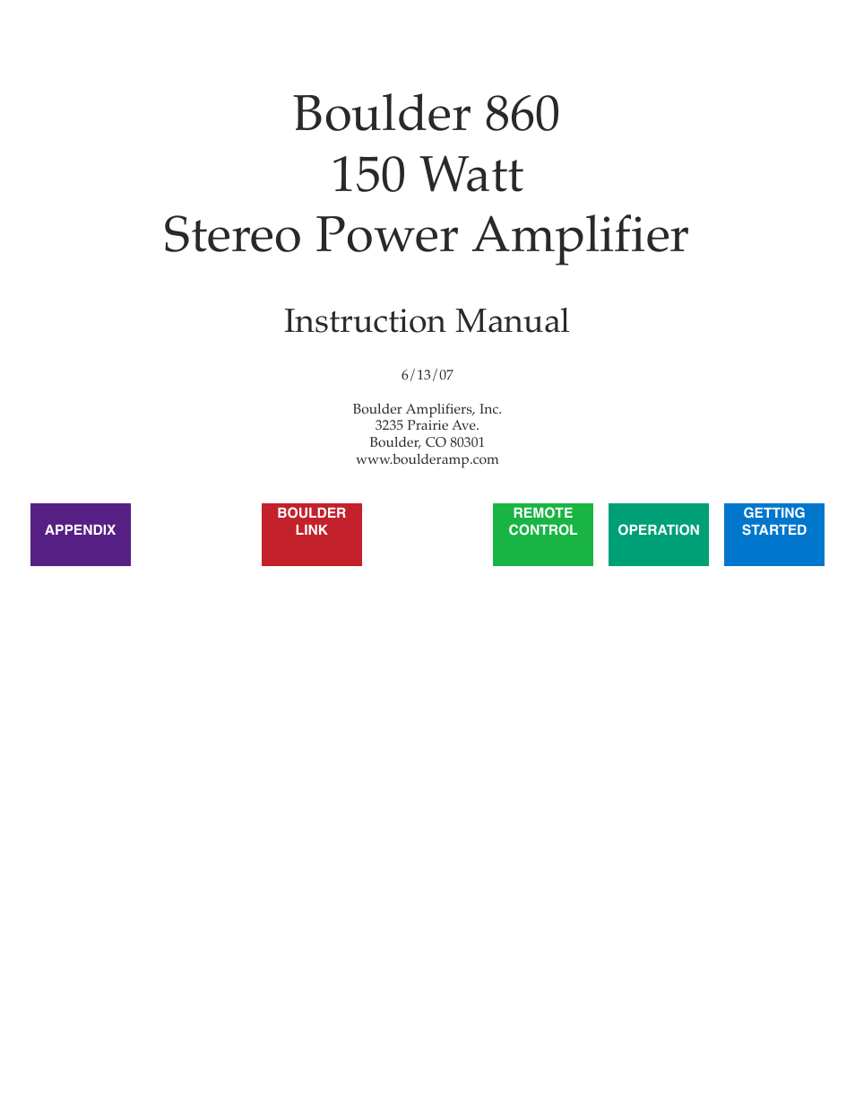 Instruction manual | Boulder Amplifiers 860 User Manual | Page 2 / 21