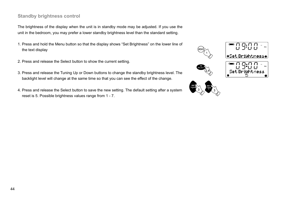 Standby brightness control | Sangean DDR-47BT (R1) User Manual | Page 45 / 54
