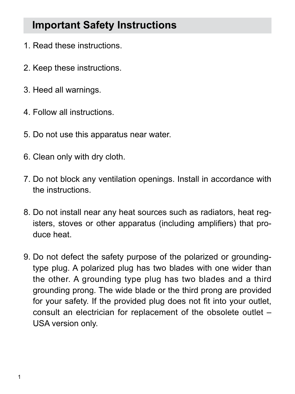 Important safety instructions | Sangean Package PR-D7 (R2) User Manual | Page 2 / 17