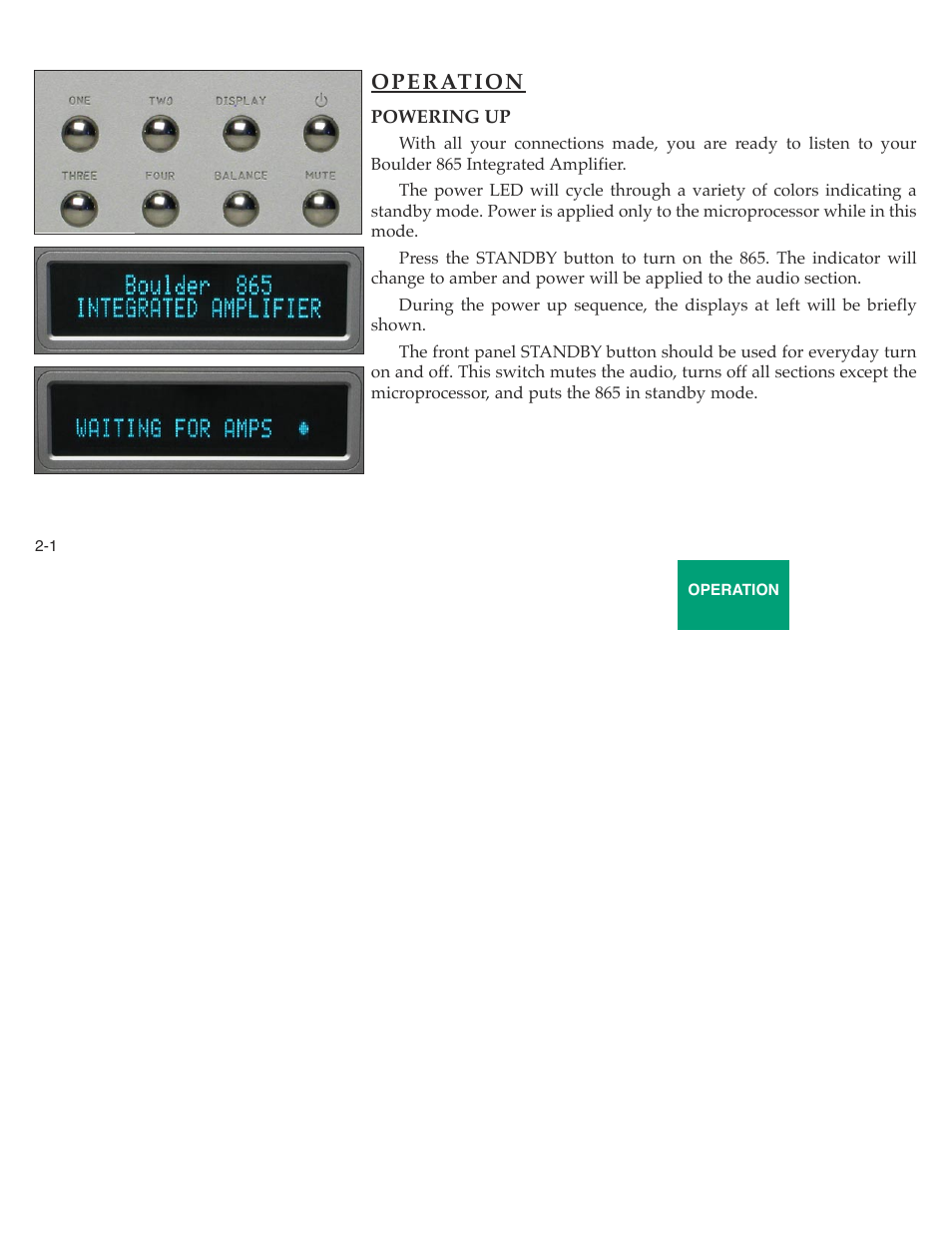 Operation | Boulder Amplifiers Integrated Amplifier 865 User Manual | Page 16 / 43