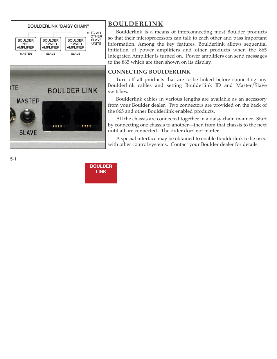 Boulderlink, Connecting boulderlink | Boulder Amplifiers Integrated Amplifier 865 User Manual | Page 32 / 43