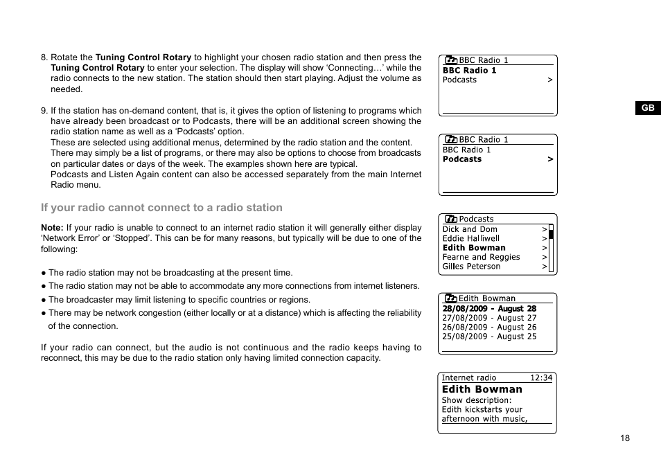 If your radio cannot connect to a radio station | Sangean WFR-28D (R2) User Manual | Page 19 / 83