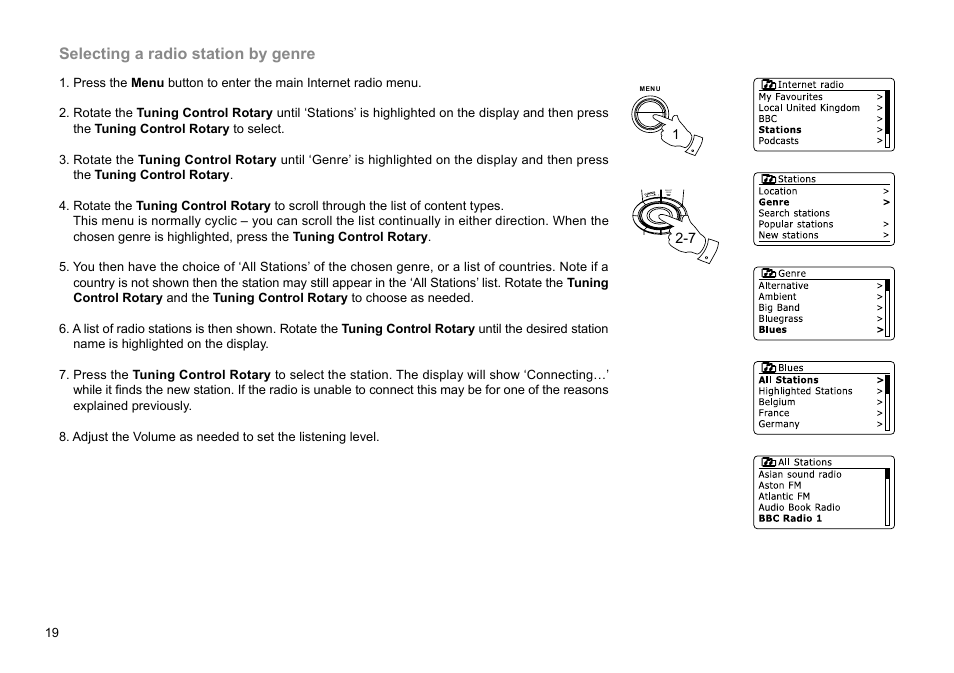 Selecting a radio station by genre | Sangean WFR-28D (R2) User Manual | Page 20 / 83