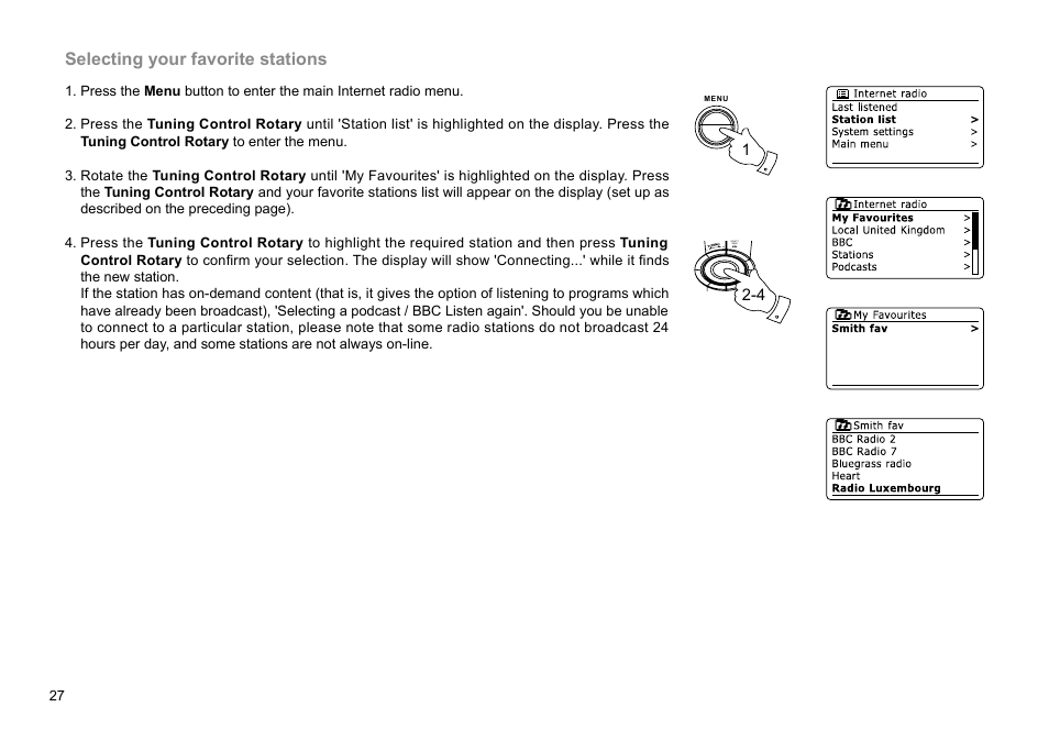 Selecting your favorite stations | Sangean WFR-28D (R2) User Manual | Page 28 / 83