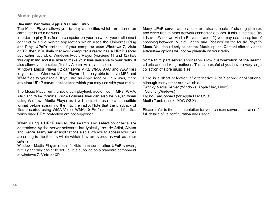 Music player | Sangean WFR-28D (R2) User Manual | Page 30 / 83
