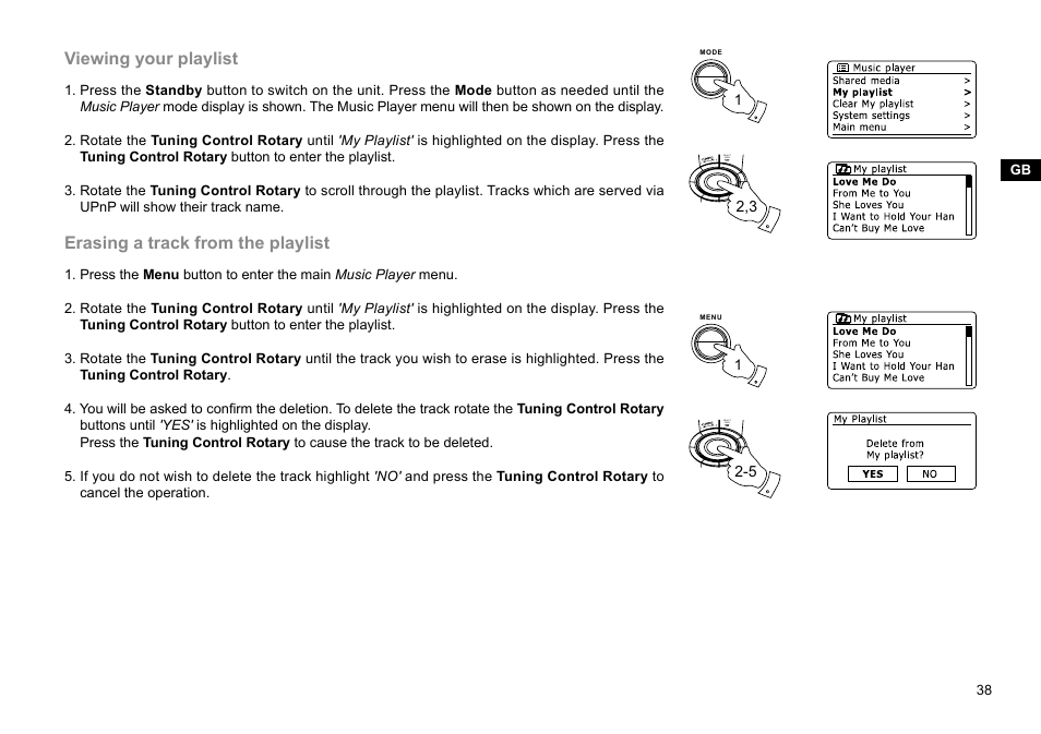 Viewing your playlist, Erasing a track from the playlist | Sangean WFR-28D (R2) User Manual | Page 39 / 83