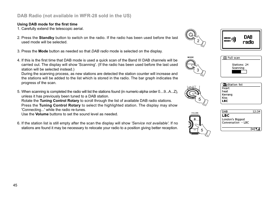 Dab radio (not available in wfr-28 sold in the us) | Sangean WFR-28D (R2) User Manual | Page 46 / 83