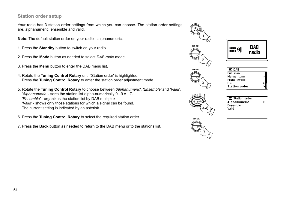 Station order setup | Sangean WFR-28D (R2) User Manual | Page 52 / 83