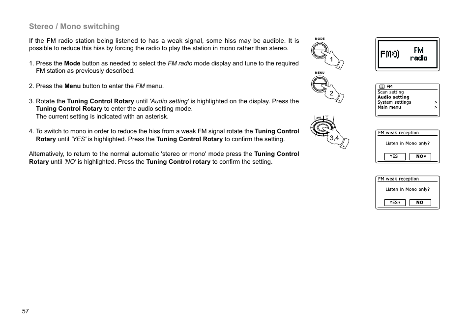 Stereo / mono switching | Sangean WFR-28D (R2) User Manual | Page 58 / 83