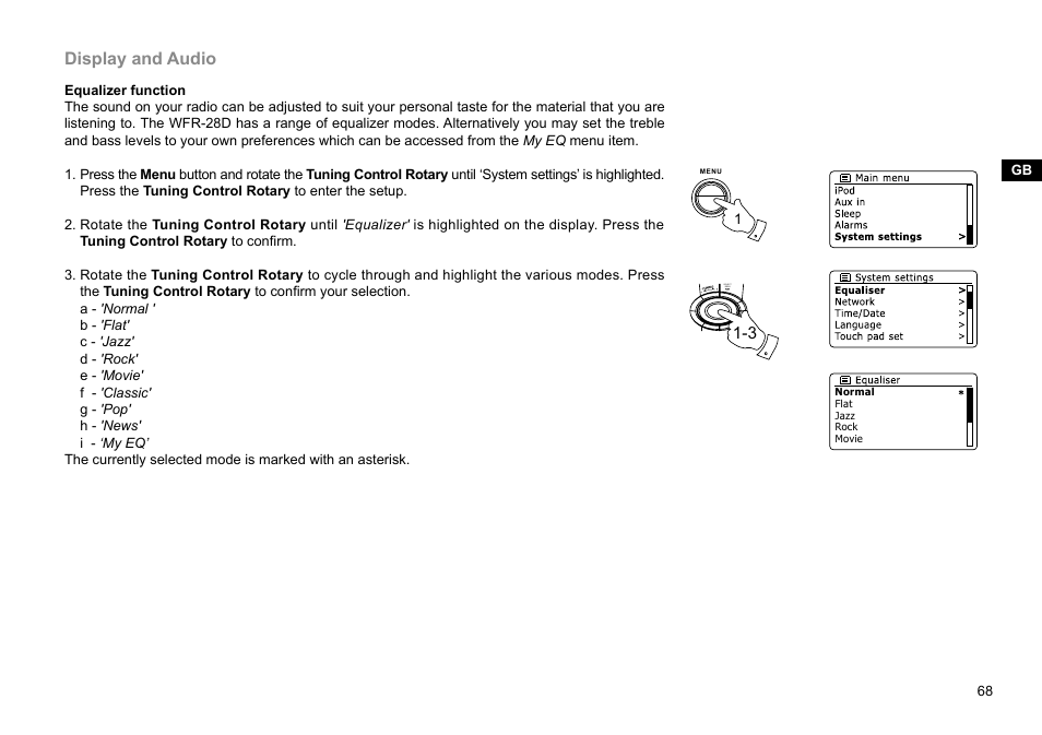 Display and audio | Sangean WFR-28D (R2) User Manual | Page 69 / 83