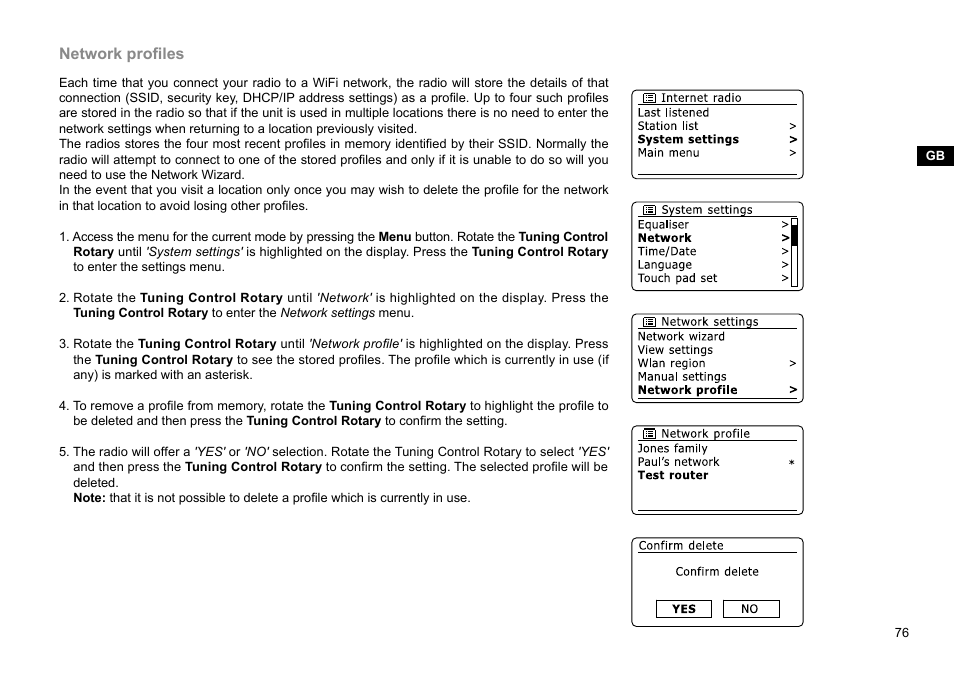 Network profiles | Sangean WFR-28D (R2) User Manual | Page 77 / 83