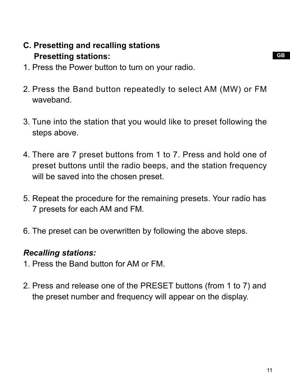 Sangean RCR-22 (R2) User Manual | Page 12 / 25
