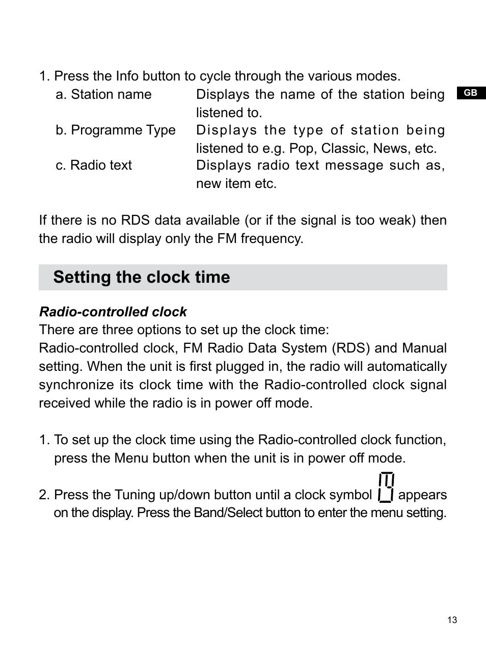 Setting the clock time | Sangean RCR-22 (R2) User Manual | Page 14 / 25