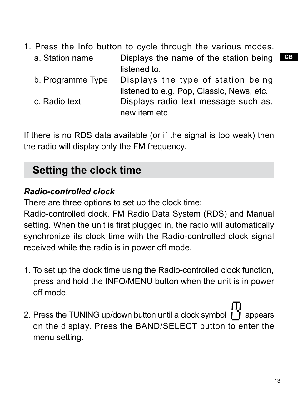 Setting the clock time | Sangean RCR-3 (R2) User Manual | Page 14 / 24