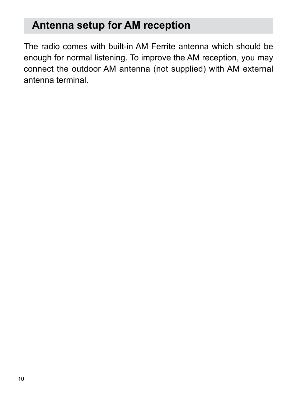 Antenna setup for am reception | Sangean WR-22 (V1) User Manual | Page 11 / 41