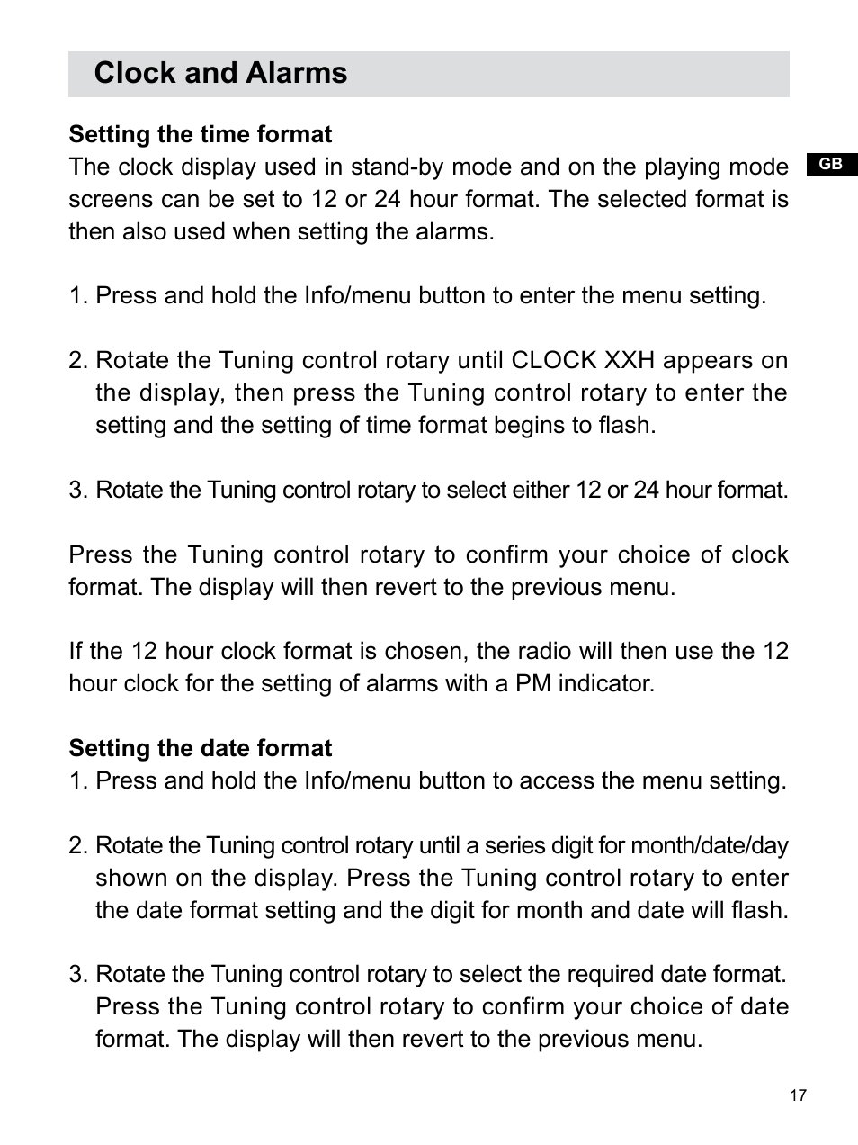 Clock and alarms | Sangean WR-22 (V1) User Manual | Page 18 / 41