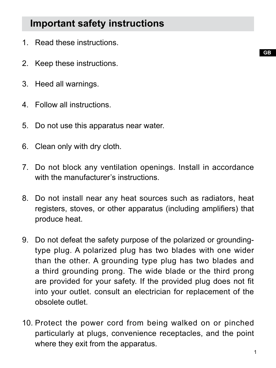 Important safety instructions | Sangean WR-22 (V1) User Manual | Page 2 / 41