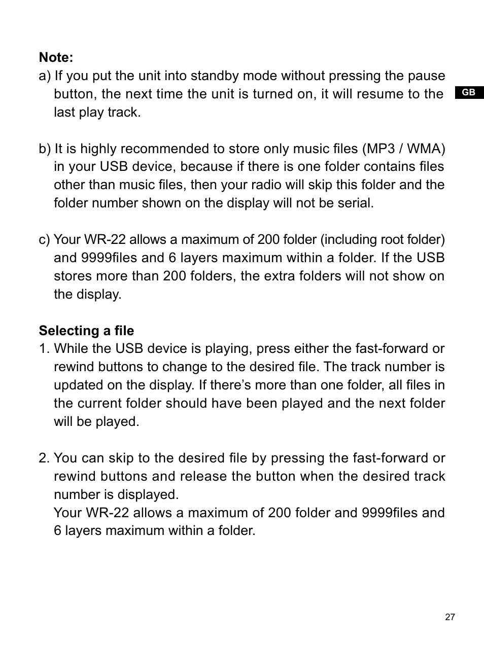 Sangean WR-22 (V1) User Manual | Page 28 / 41
