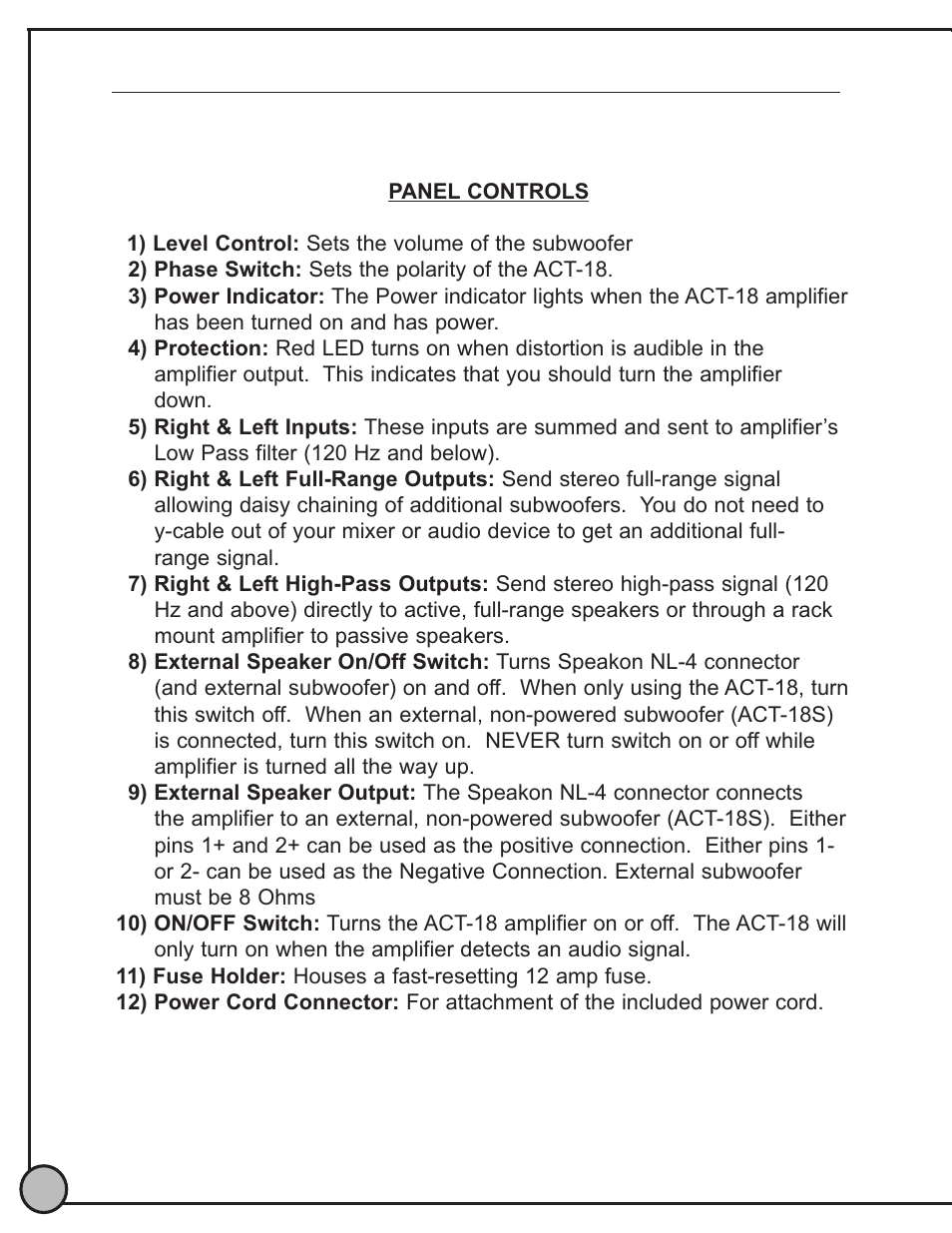 ETI Sound Systems, INC ACT18 User Manual | Page 4 / 8
