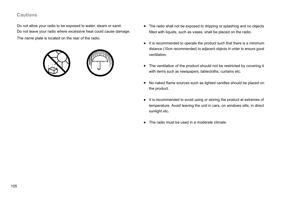 Cautions | Sangean DDR-63+ (R1) User Manual | Page 106 / 107