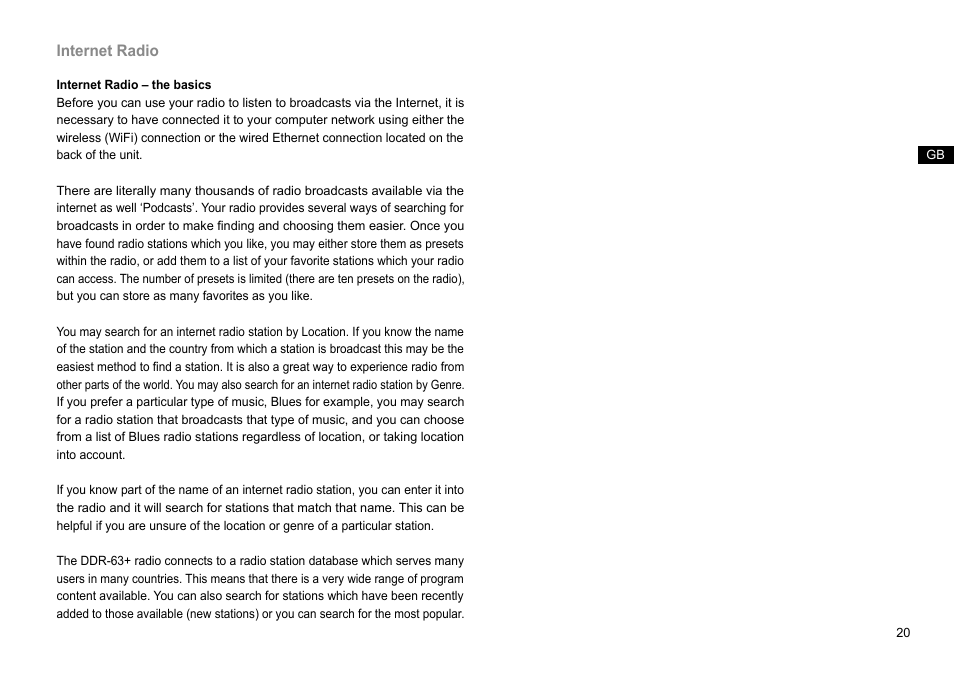 Internet radio | Sangean DDR-63+ (R1) User Manual | Page 21 / 107