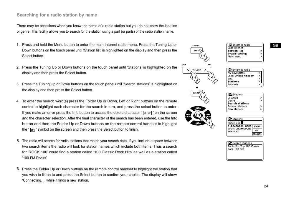 Searching for a radio station by name | Sangean DDR-63+ (R1) User Manual | Page 25 / 107