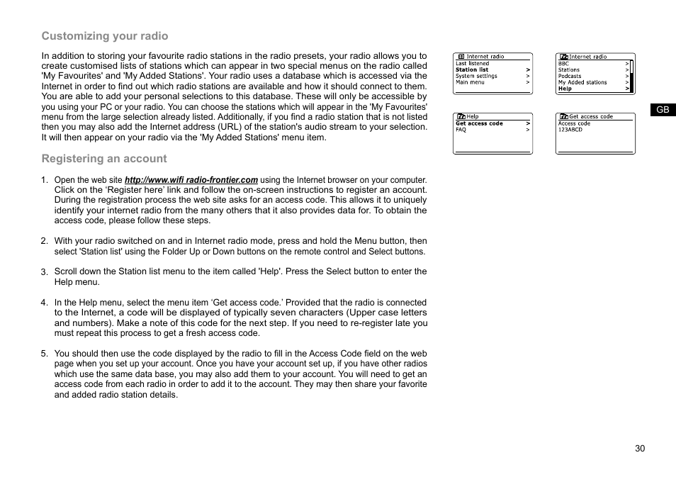 Customizing your radio, Registering an account | Sangean DDR-63+ (R1) User Manual | Page 31 / 107
