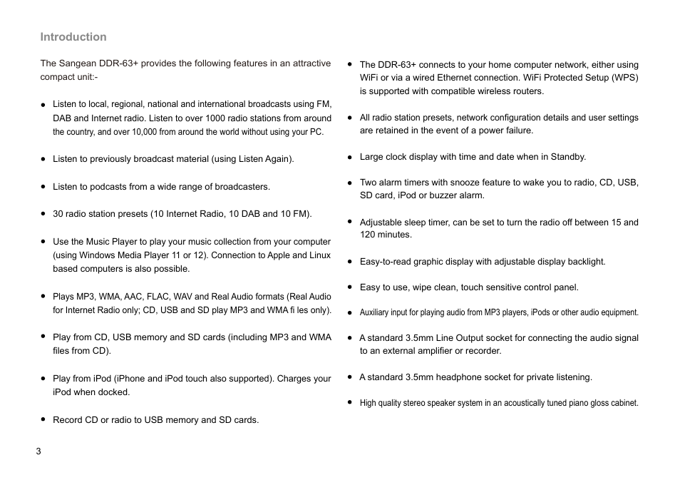 Introduction | Sangean DDR-63+ (R1) User Manual | Page 4 / 107