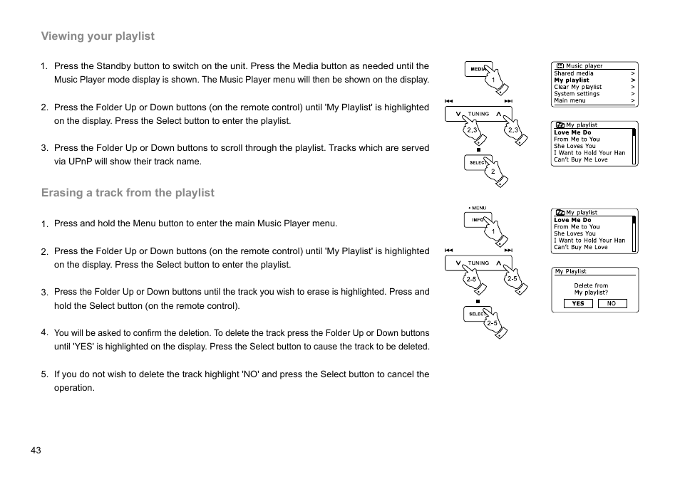 Viewing your playlist, Erasing a track from the playlist | Sangean DDR-63+ (R1) User Manual | Page 44 / 107
