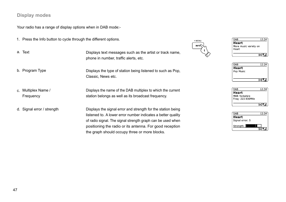 Display modes | Sangean DDR-63+ (R1) User Manual | Page 48 / 107
