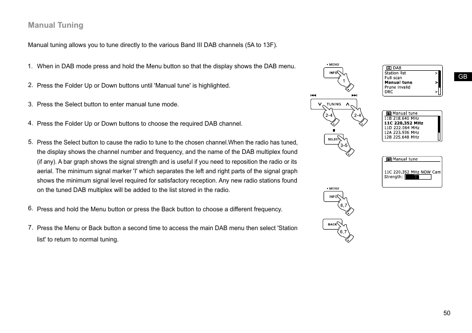 Manual tuning | Sangean DDR-63+ (R1) User Manual | Page 51 / 107
