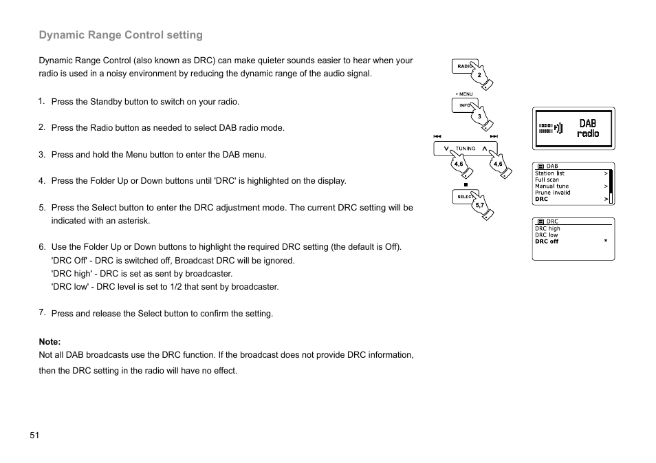 Dynamic range control setting | Sangean DDR-63+ (R1) User Manual | Page 52 / 107