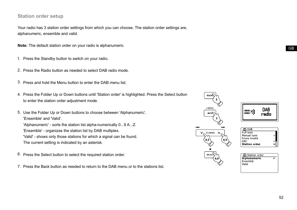 Station order setup | Sangean DDR-63+ (R1) User Manual | Page 53 / 107