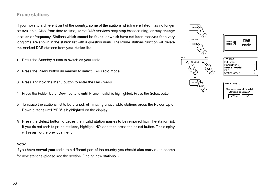 Prune stations | Sangean DDR-63+ (R1) User Manual | Page 54 / 107