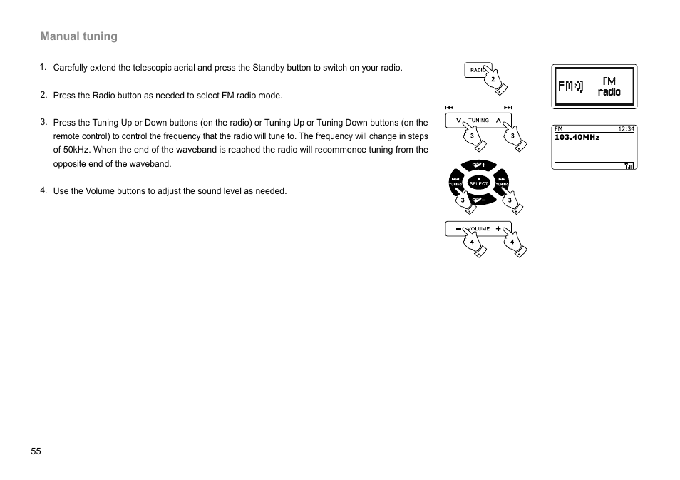 Manual tuning | Sangean DDR-63+ (R1) User Manual | Page 56 / 107