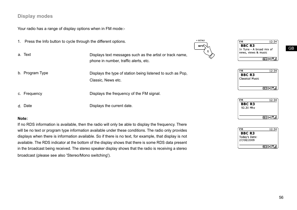Display modes | Sangean DDR-63+ (R1) User Manual | Page 57 / 107