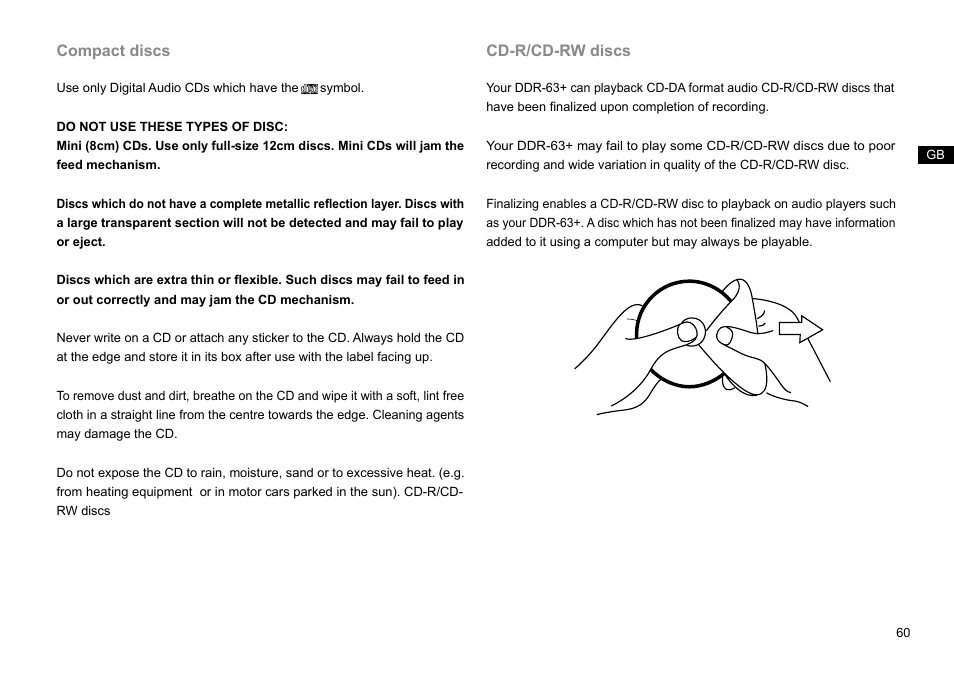 Compact discs, Cd-r/cd-rw discs | Sangean DDR-63+ (R1) User Manual | Page 61 / 107
