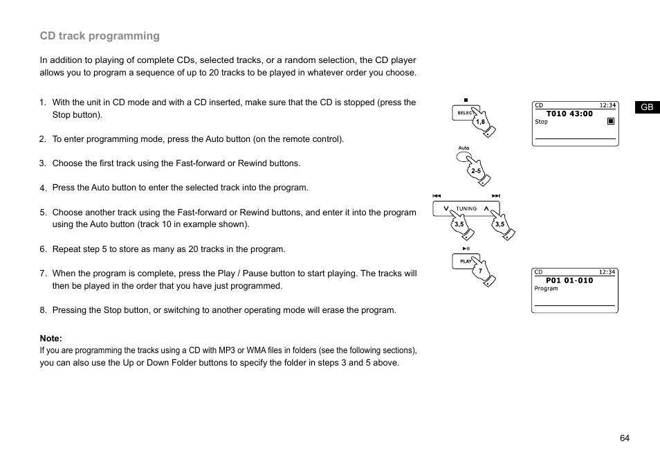 Cd track programming | Sangean DDR-63+ (R1) User Manual | Page 65 / 107