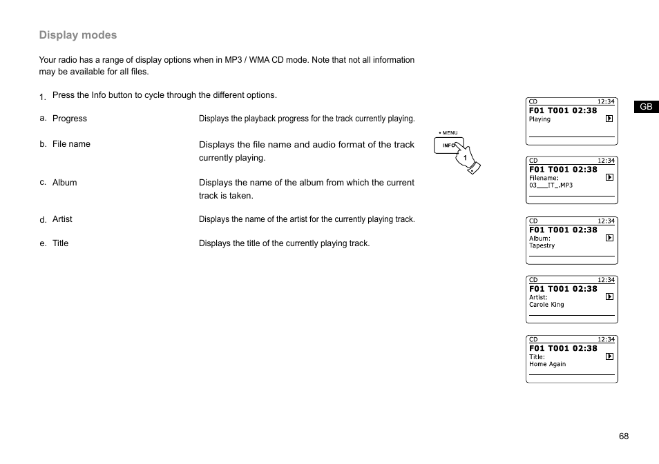 Display modes | Sangean DDR-63+ (R1) User Manual | Page 69 / 107