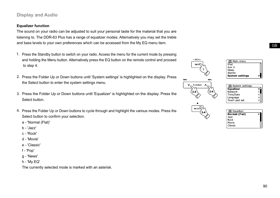 Display and audio | Sangean DDR-63+ (R1) User Manual | Page 91 / 107