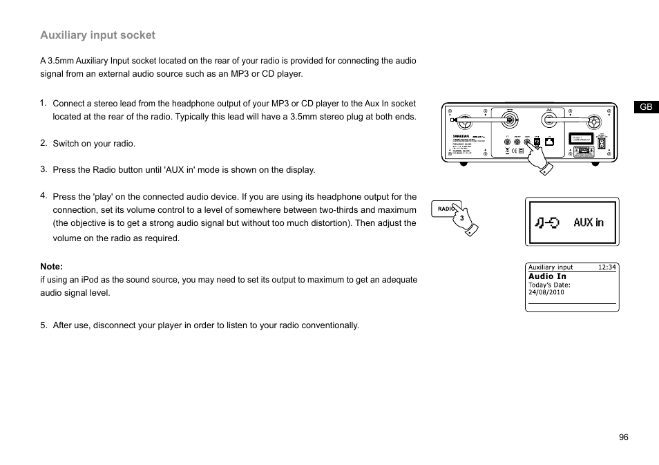 Auxiliary input socket | Sangean DDR-63+ (R1) User Manual | Page 97 / 107