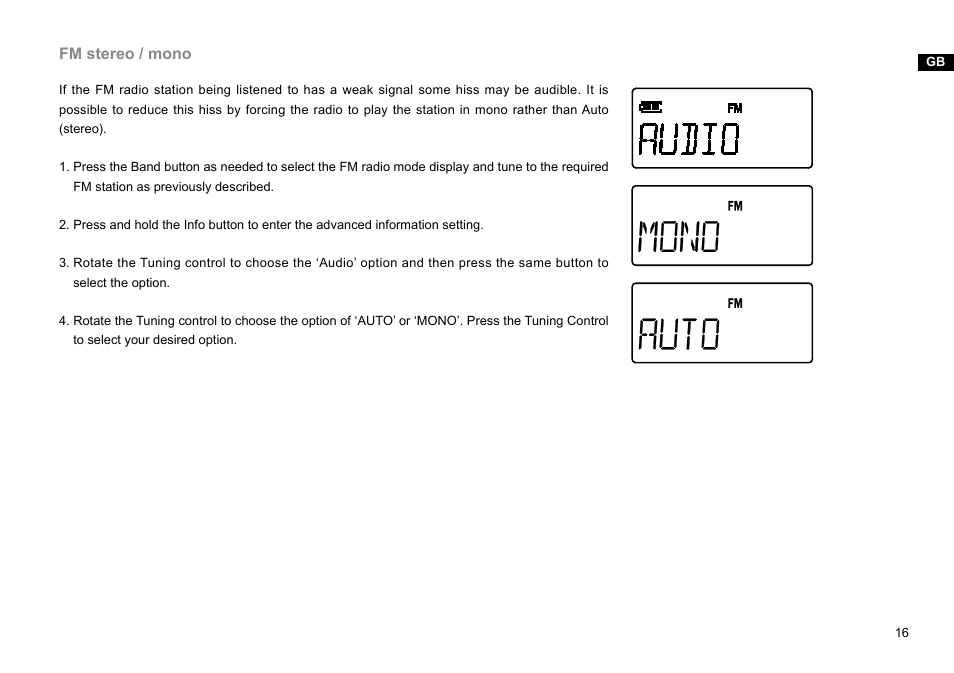 Fm stereo / mono | Sangean DPR-45 (V1) User Manual | Page 17 / 33