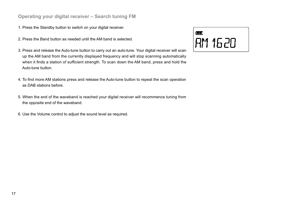 Operating your digital receiver – search tuning fm | Sangean DPR-45 (V1) User Manual | Page 18 / 33